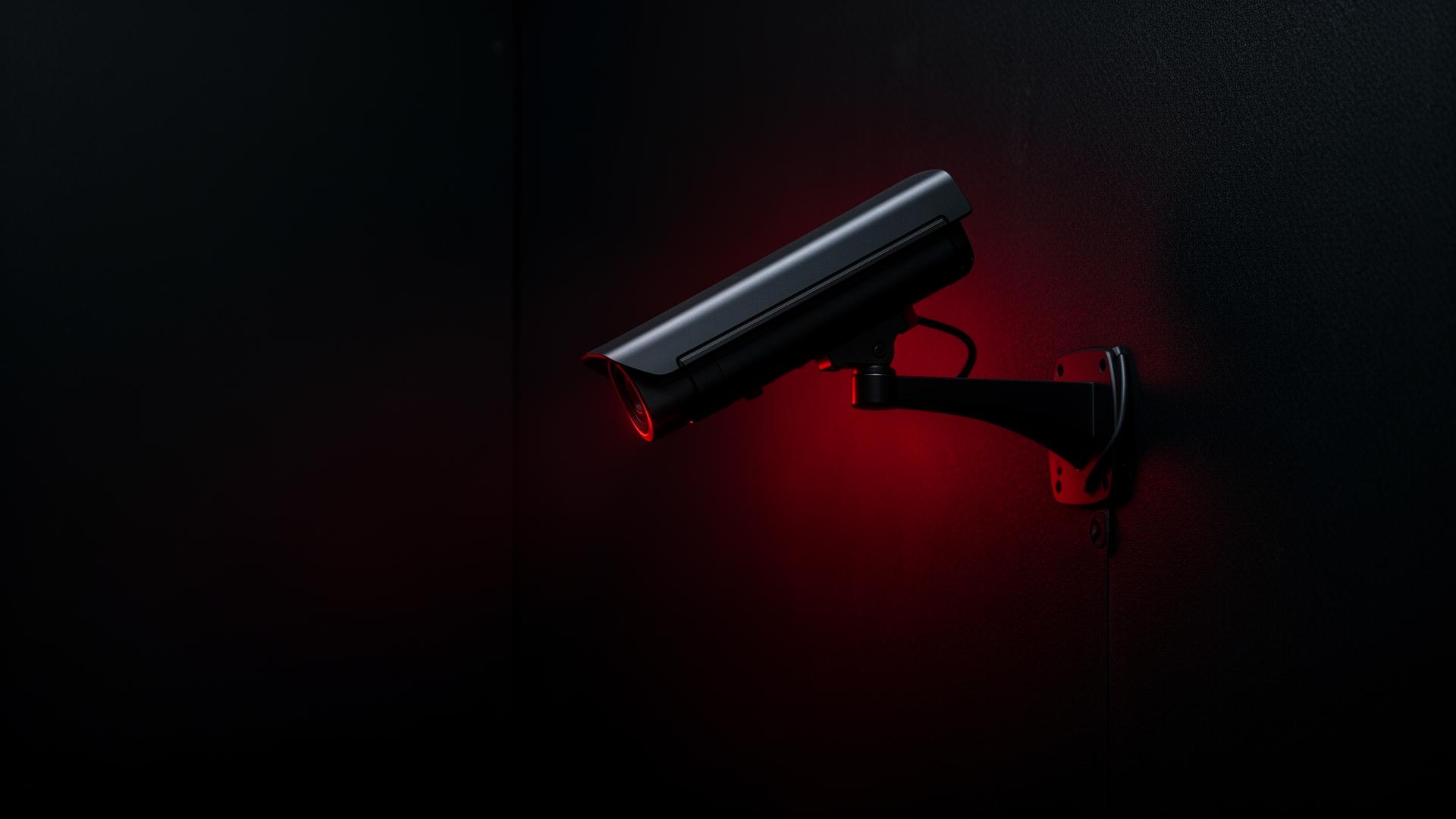 Security camera with red glow